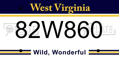82W860 West Virginia License Plate