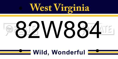 82W884 West Virginia License Plate