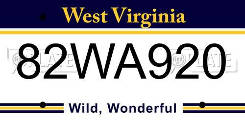 82WA920 West Virginia License Plate
