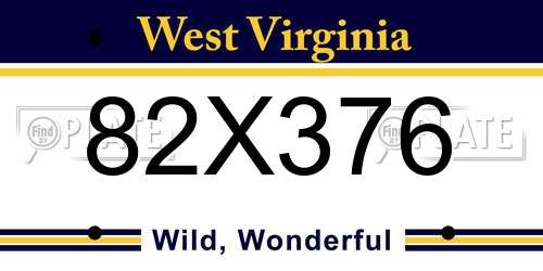 82X376 West Virginia License Plate