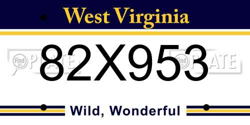 82X953 West Virginia License Plate