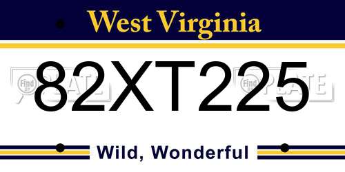 82XT225 West Virginia License Plate