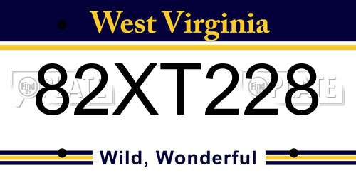 82XT228 West Virginia License Plate