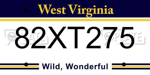 82XT275 West Virginia License Plate