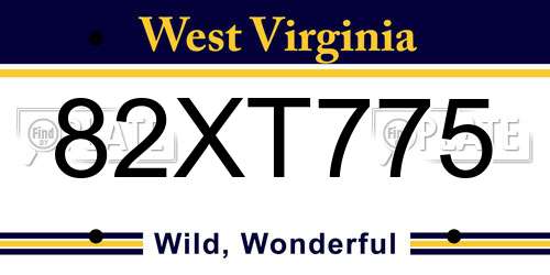 82XT775 West Virginia License Plate