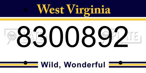 8300892 West Virginia License Plate
