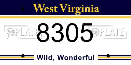 8305 West Virginia License Plate