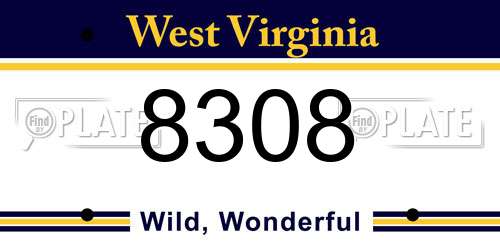 8308 West Virginia License Plate