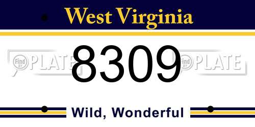8309 West Virginia License Plate