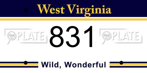 831 West Virginia License Plate