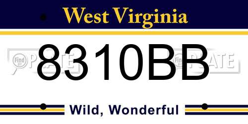 8310BB West Virginia License Plate
