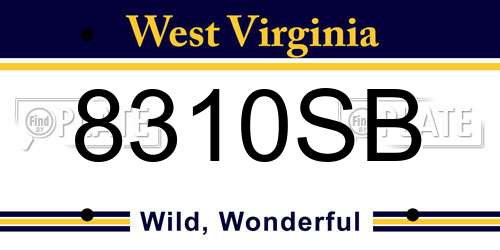8310SB West Virginia License Plate