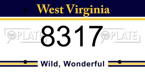 8317 West Virginia License Plate