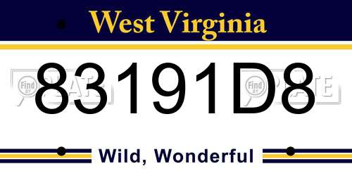 83191D8 West Virginia License Plate