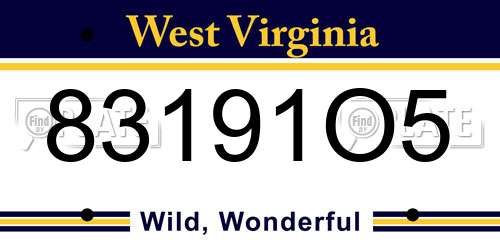 83191O5 West Virginia License Plate
