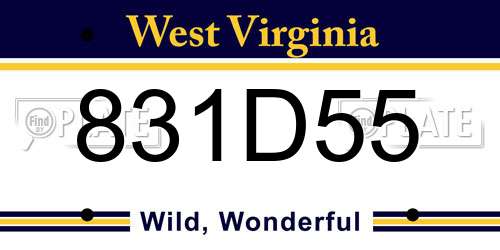 831D55 West Virginia License Plate
