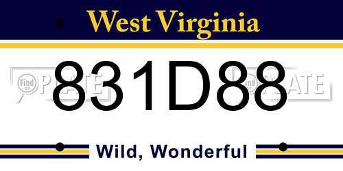 831D88 West Virginia License Plate