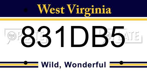 831DB5 West Virginia License Plate