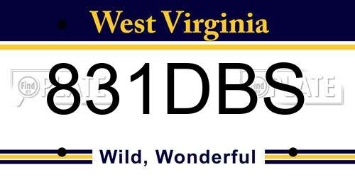 831DBS West Virginia License Plate