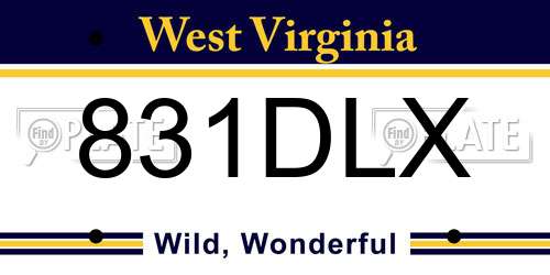 831DLX West Virginia License Plate