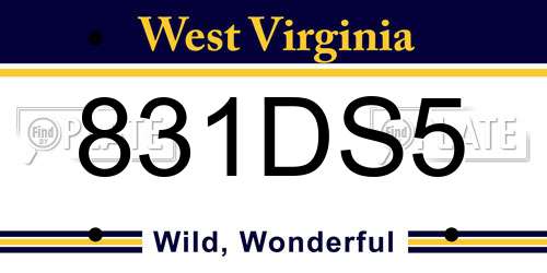 831DS5 West Virginia License Plate