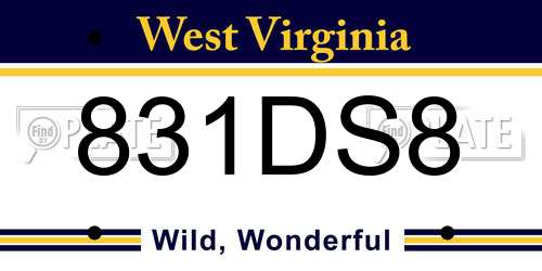 831DS8 West Virginia License Plate