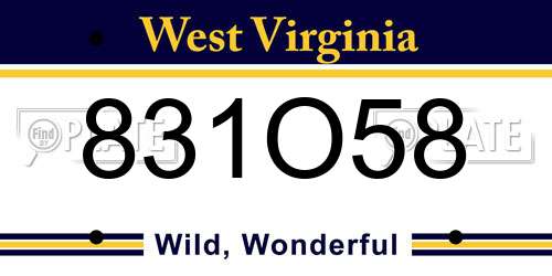 831O58 West Virginia License Plate