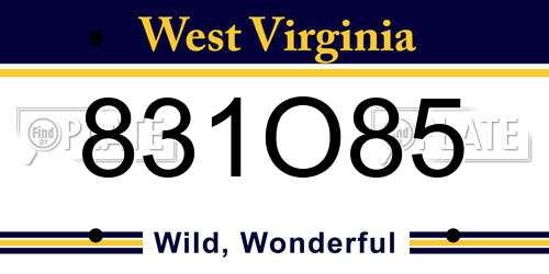 831O85 West Virginia License Plate