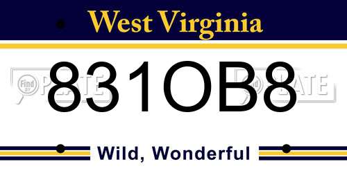 831OB8 West Virginia License Plate