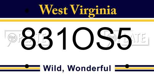 831OS5 West Virginia License Plate