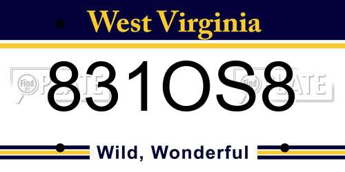 831OS8 West Virginia License Plate