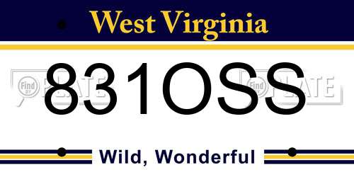 831OSS West Virginia License Plate