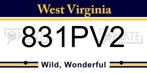 831PV2 West Virginia License Plate