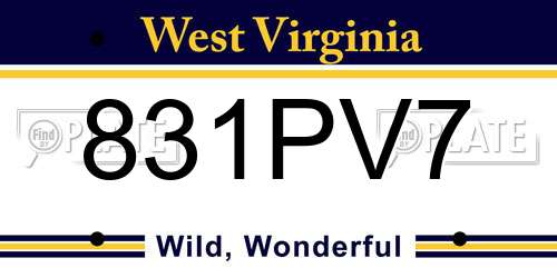 831PV7 West Virginia License Plate