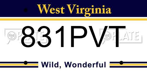 831PVT West Virginia License Plate