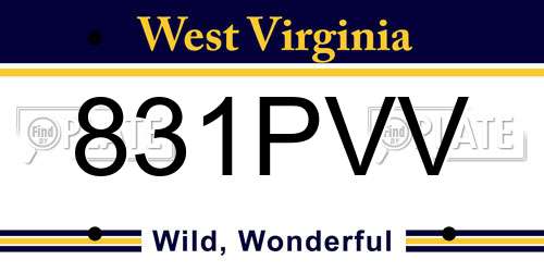 831PVV West Virginia License Plate