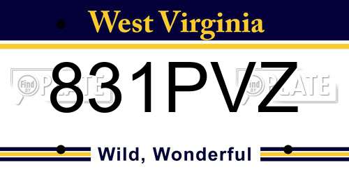 831PVZ West Virginia License Plate