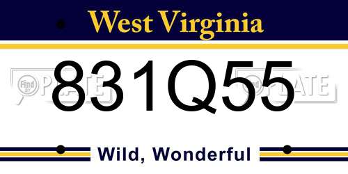 831Q55 West Virginia License Plate