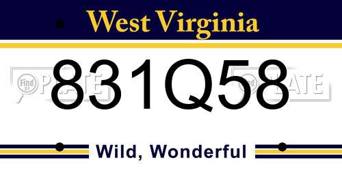 831Q58 West Virginia License Plate