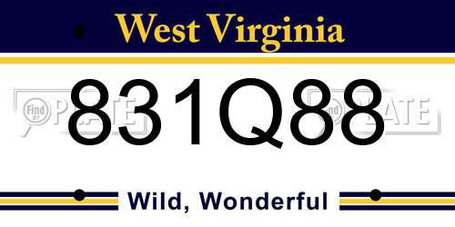 831Q88 West Virginia License Plate
