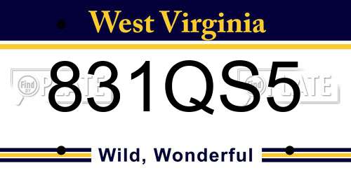 831QS5 West Virginia License Plate
