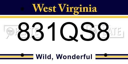 831QS8 West Virginia License Plate