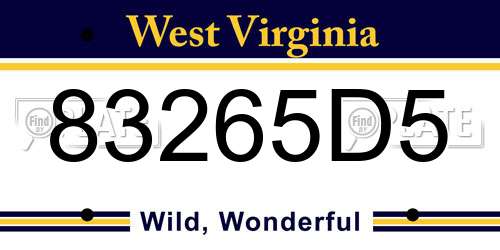 83265D5 West Virginia License Plate