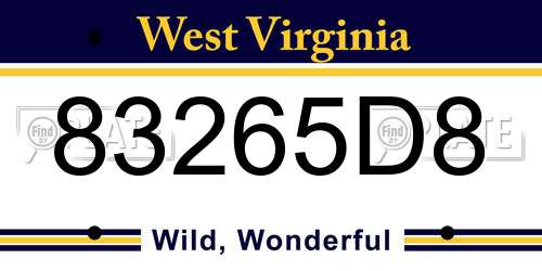 83265D8 West Virginia License Plate