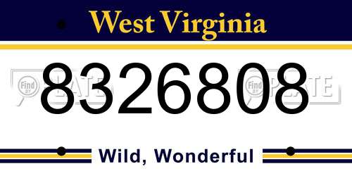 8326808 West Virginia License Plate