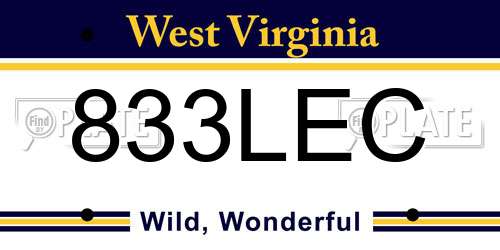 833LEC West Virginia License Plate
