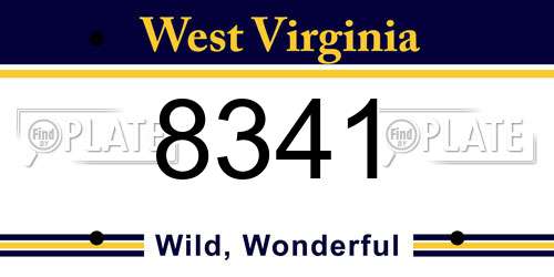 8341 West Virginia License Plate