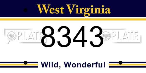 8343 West Virginia License Plate