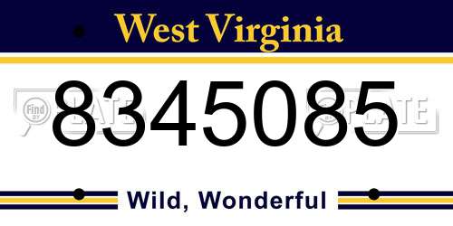 8345085 West Virginia License Plate