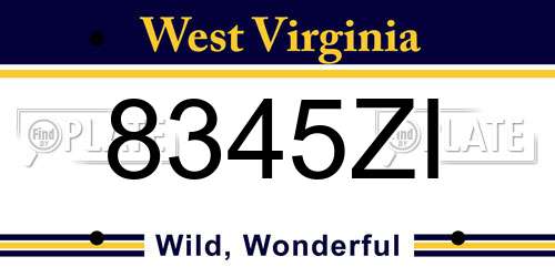 8345ZI West Virginia License Plate